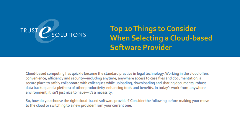Top 10 things to consider when selecting a cloud-based software provider
