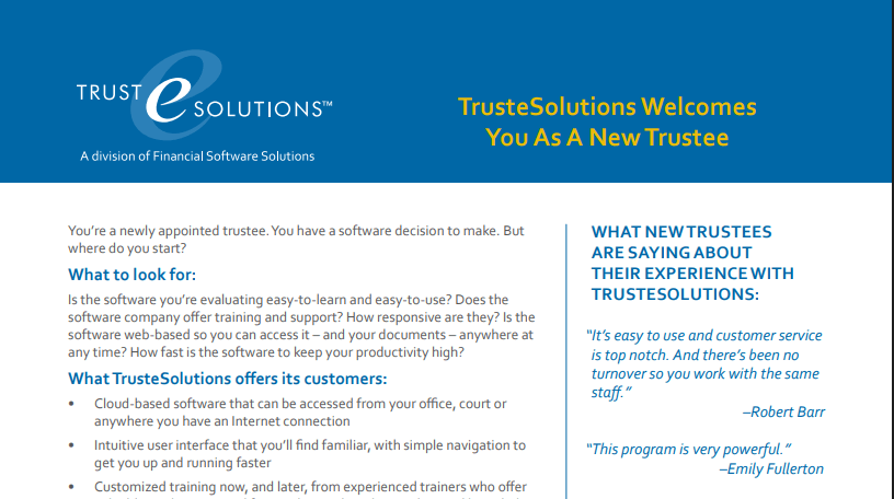 TrusteSolutions gets praise from new panel trustees