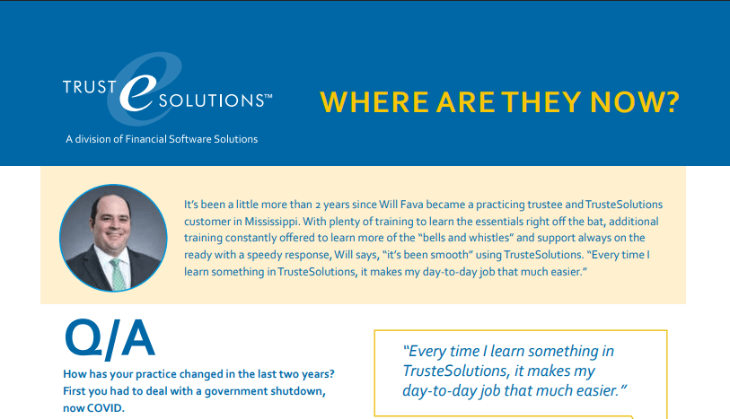 Where they are now – updates from new panel trustees starting with TrusteSolutions